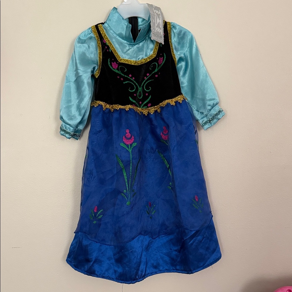 New Anna frozen Charming Blue and Black Kids Costume Dress
